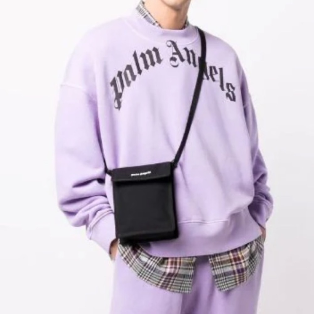 Palm Angels curved logo cotton sweatshirt